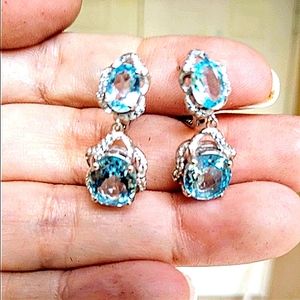SOLD Sky Blue Topaz 14K white gold over 925 Earrings